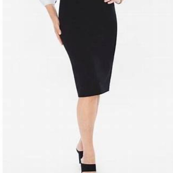 Chico’s Black Pull On Pencil Skirt Size 1   (Fit M 8-10) Faux Pocket Detail - Picture 5 of 7